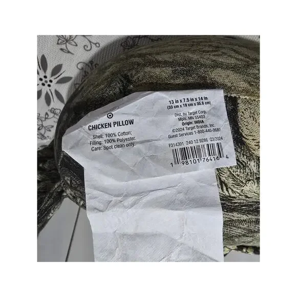 NWT John Derian for Target Chicken Pillow – Beaded Decorative Accent - Picture 7 of 10